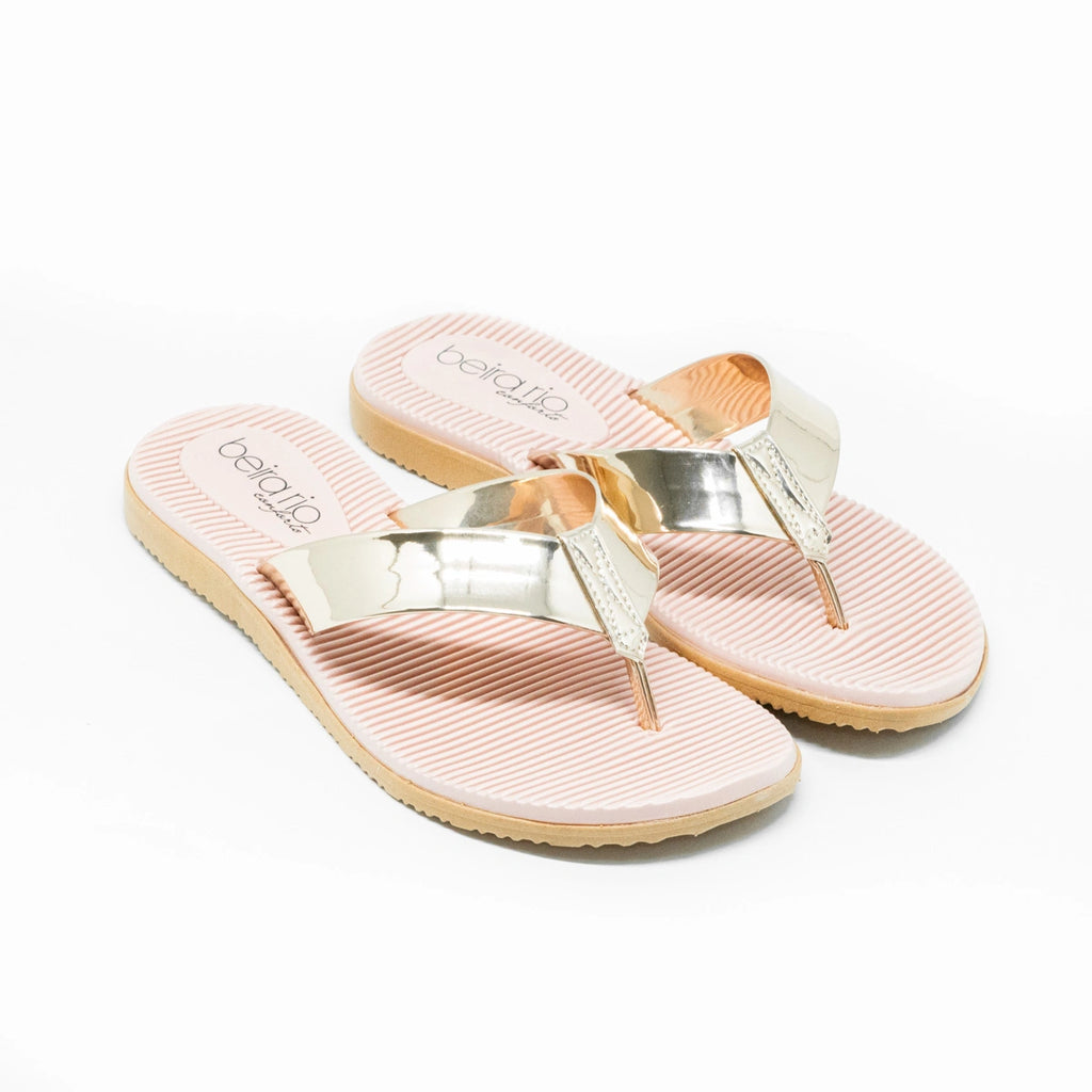 Chinelo feminino Beira Rio Metal  Glamour