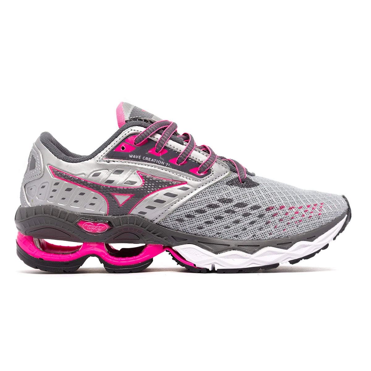 Tênis Feminino Mizuno Wave Creation 21 – Prata e Pink / 34